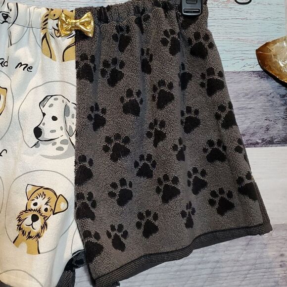 Upcycled Handmade You Had Me At Woof Dish Towel 70s Style HighWaist Shorts Sz S - Picture 4 of 9